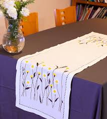Hand-Embroidered Cotton Table Runner
