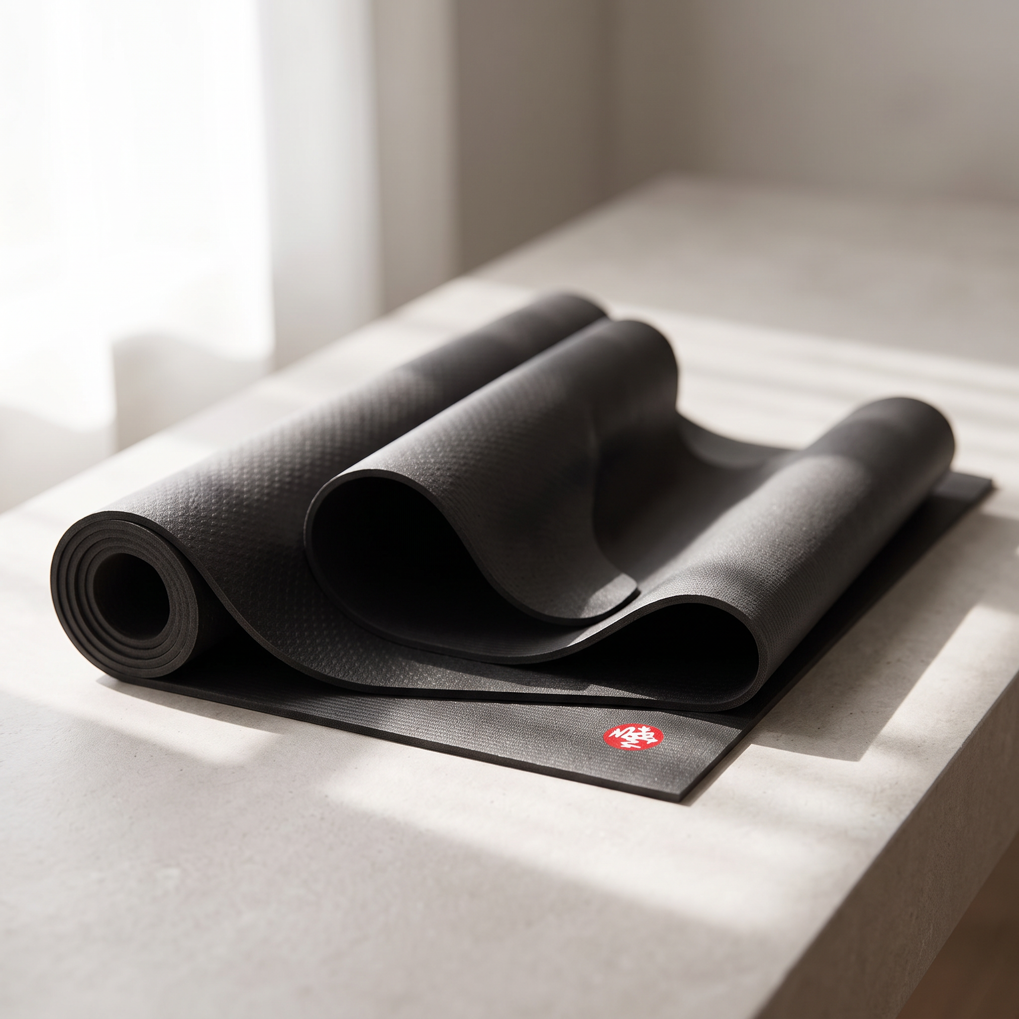 Manduka PRO Yoga Mat 6mm partially unrolled on a light surface